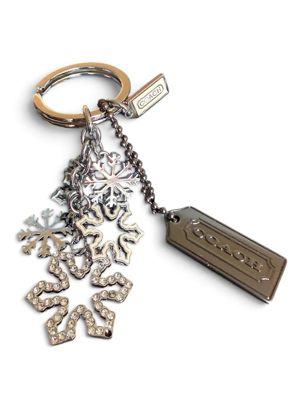 RARE ARCHIVED Coach Triple Snowflake Charm Keychain | 2004 | Swarovski Crystals
